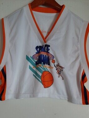 Space Jam White & Orange Women Basketball Crop Tank Top